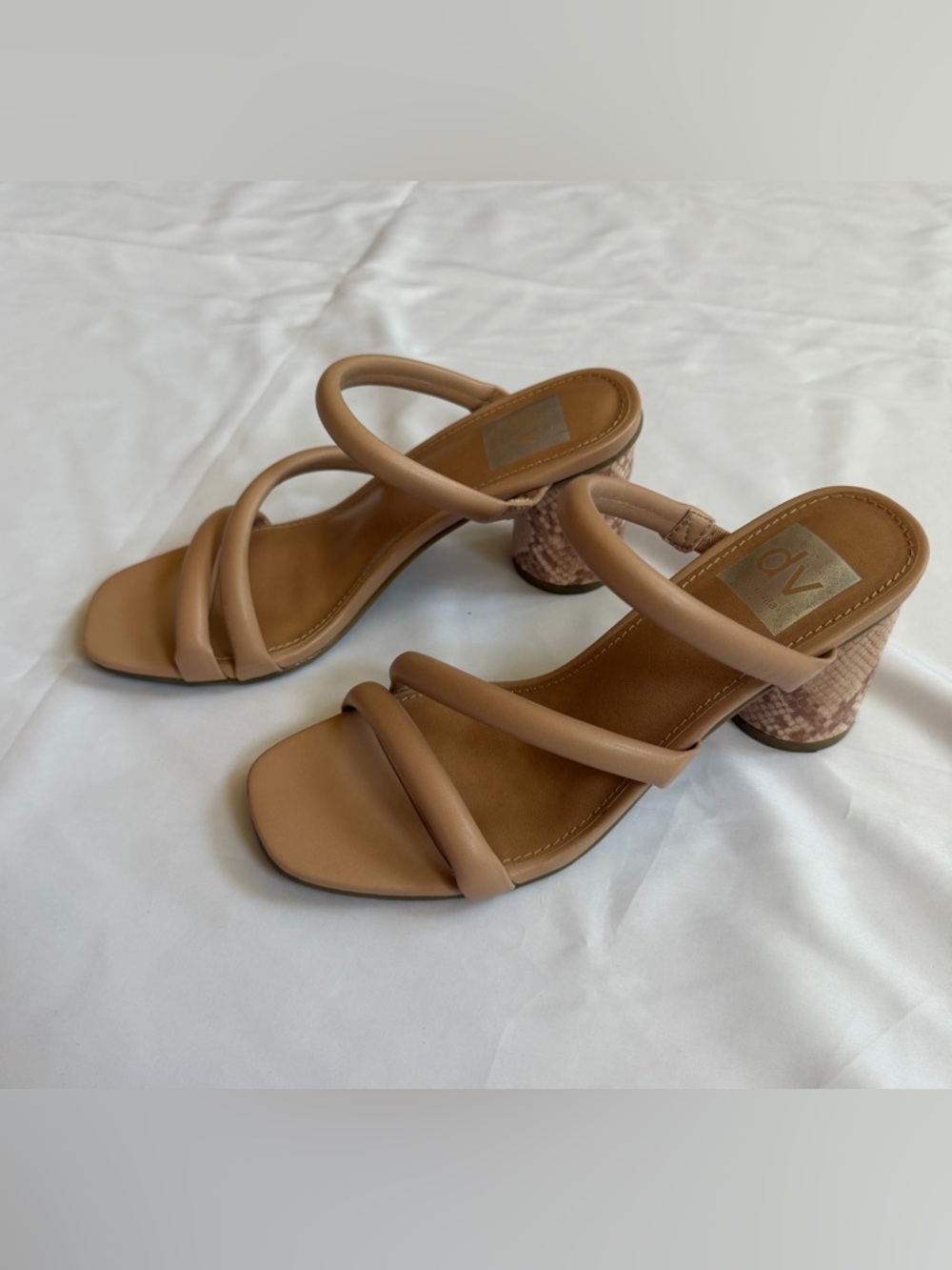DV Dolce Vita Block Heel Slide Sandal Size 5.5 Women’s Natural Multi